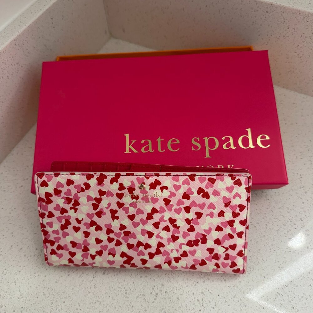 Kate Spade New York Confetti Print Secret Admirer Red Pink Wallet